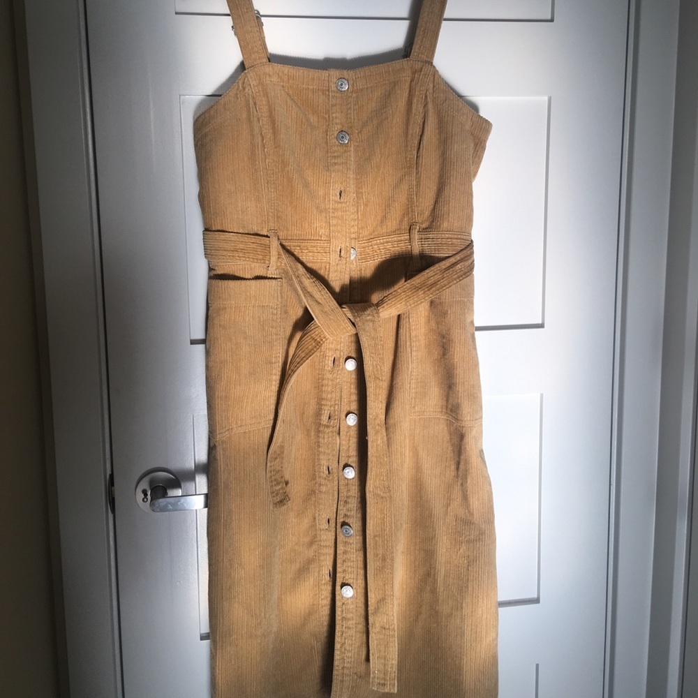 Levi Tan Corduroy Overall Dress M (Calla Ice Coffee)